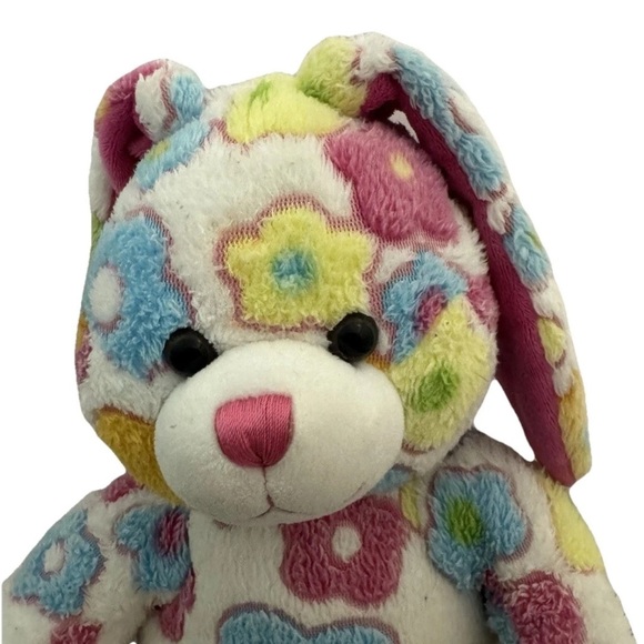 Build-A-Bear BAB Blossom Bunny Floral Rainbow Plush Stuffed Animal 16” 2010 VTG - Picture 2 of 7